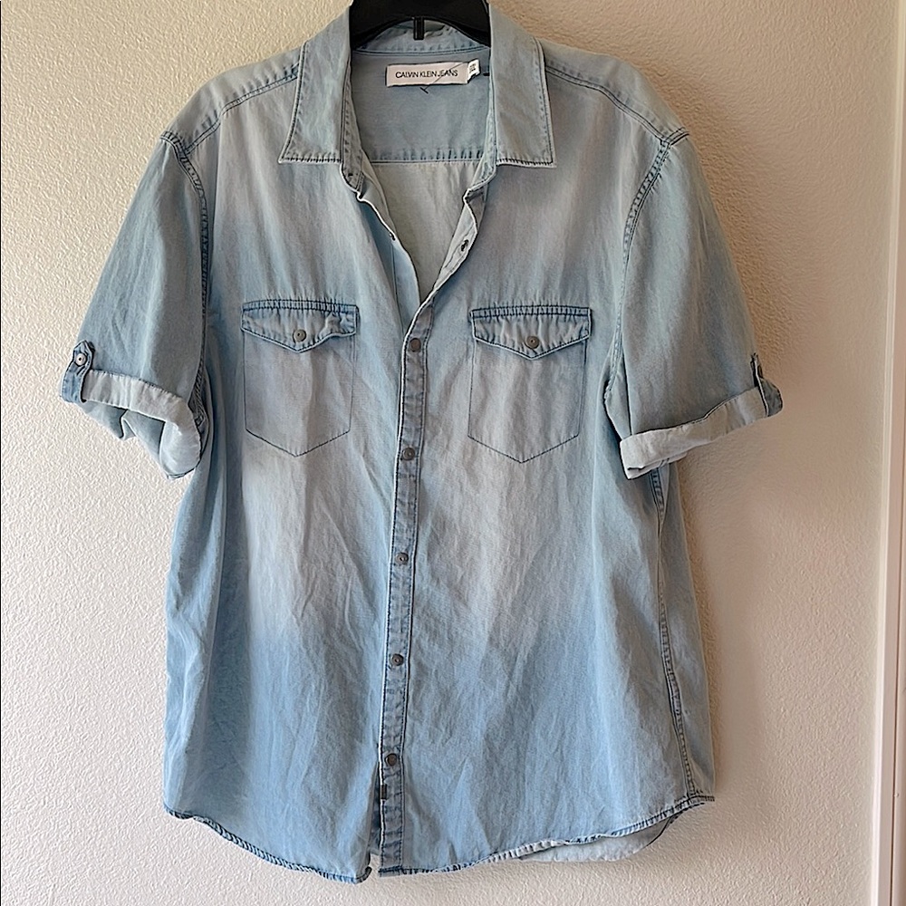 Men’s Calvin Klein Jeans Blue Casual Button Down Shirt. Size XL